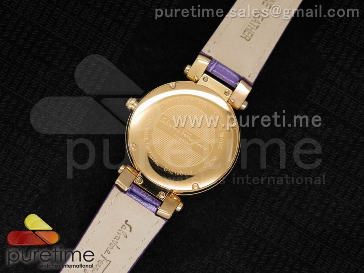 Poema RG 34mm White Dial on Purple Leather Strap Ronda Quartz - Image 6