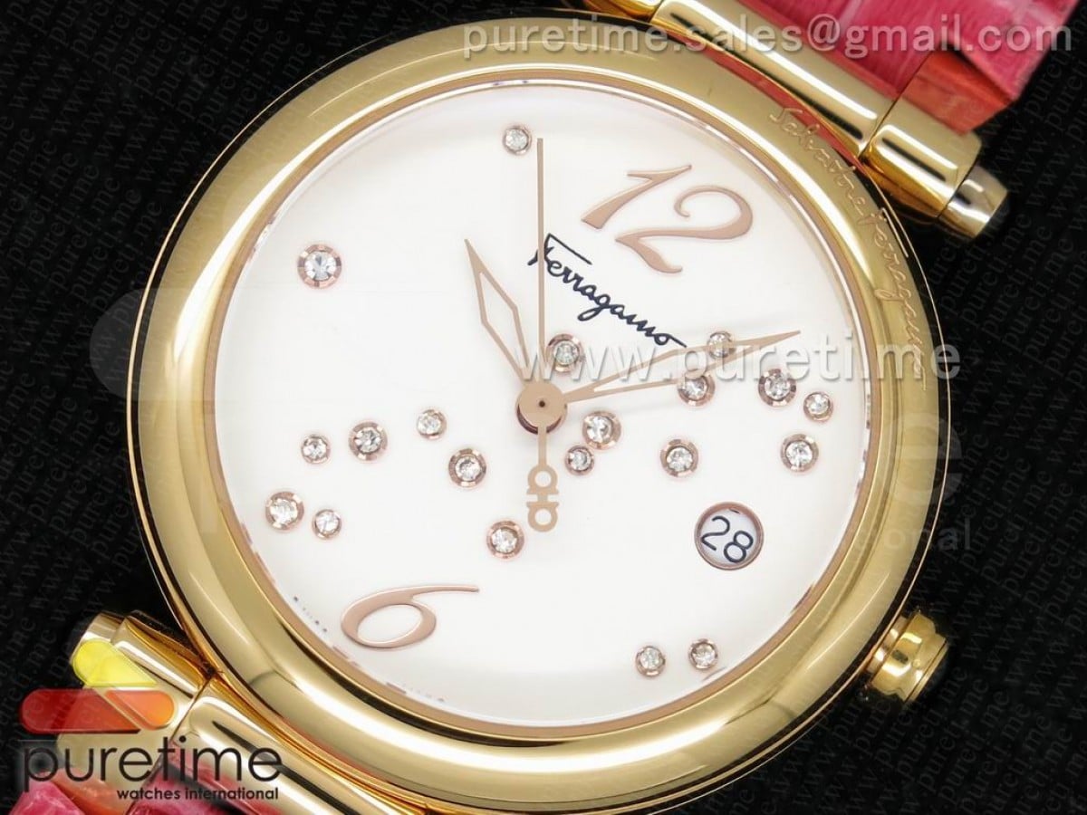 Poema RG 34mm White Dial on Pink Leather Strap Ronda Quartz - Image 2