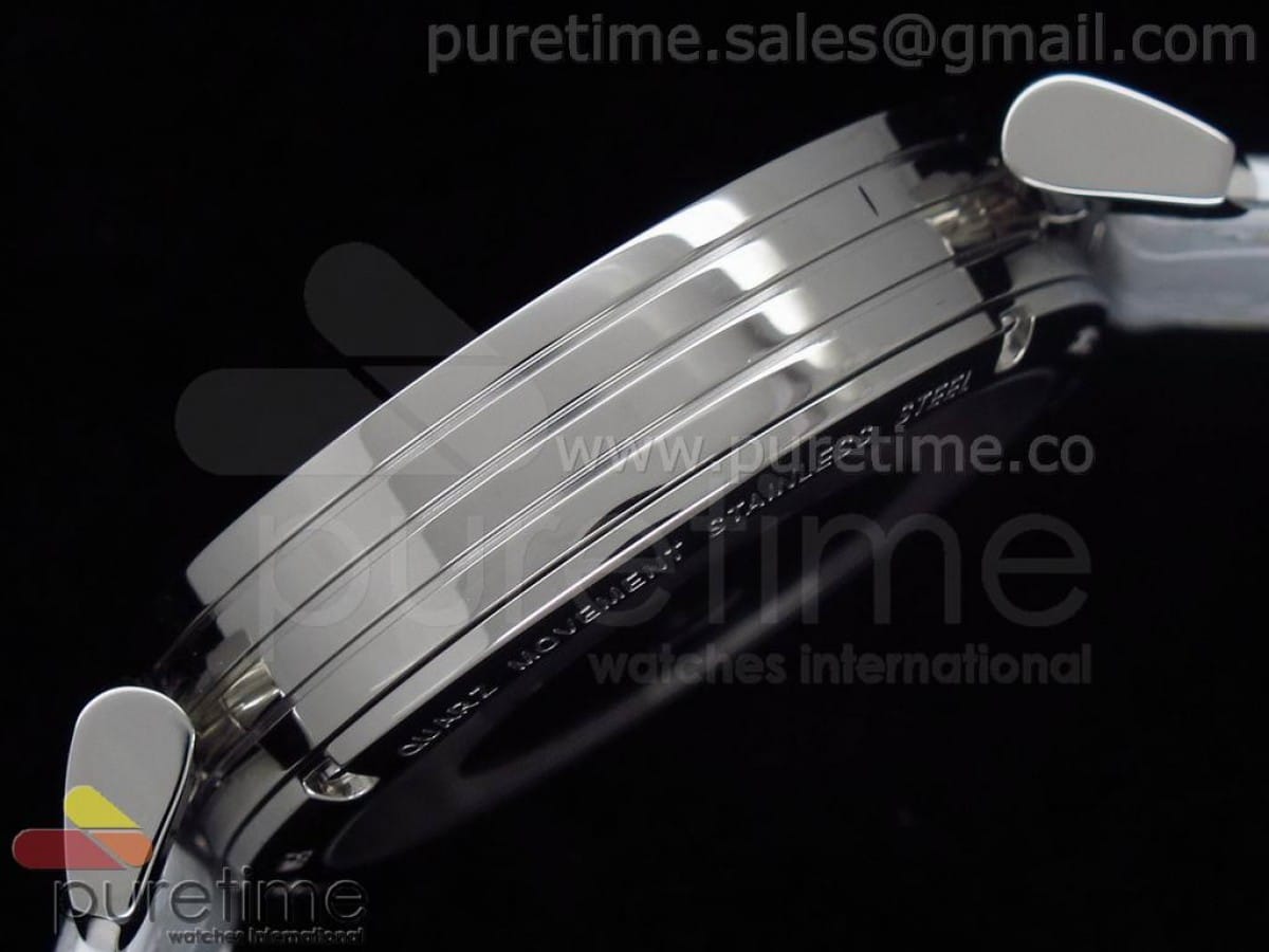 Vega 38mm SS White/Black Dial on White Leather Strap Swiss Quartz - Image 3