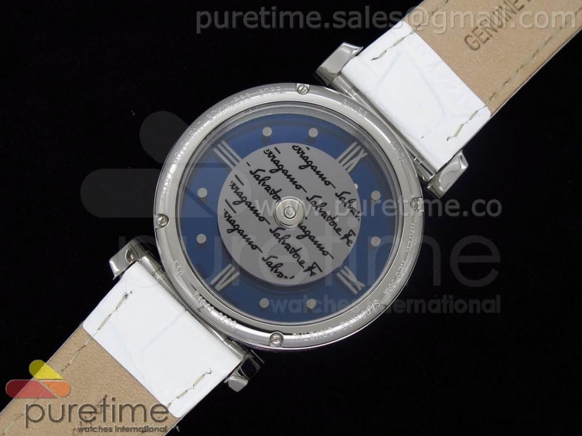 Vega 38mm SS White/Black Dial on White Leather Strap Swiss Quartz - Image 4