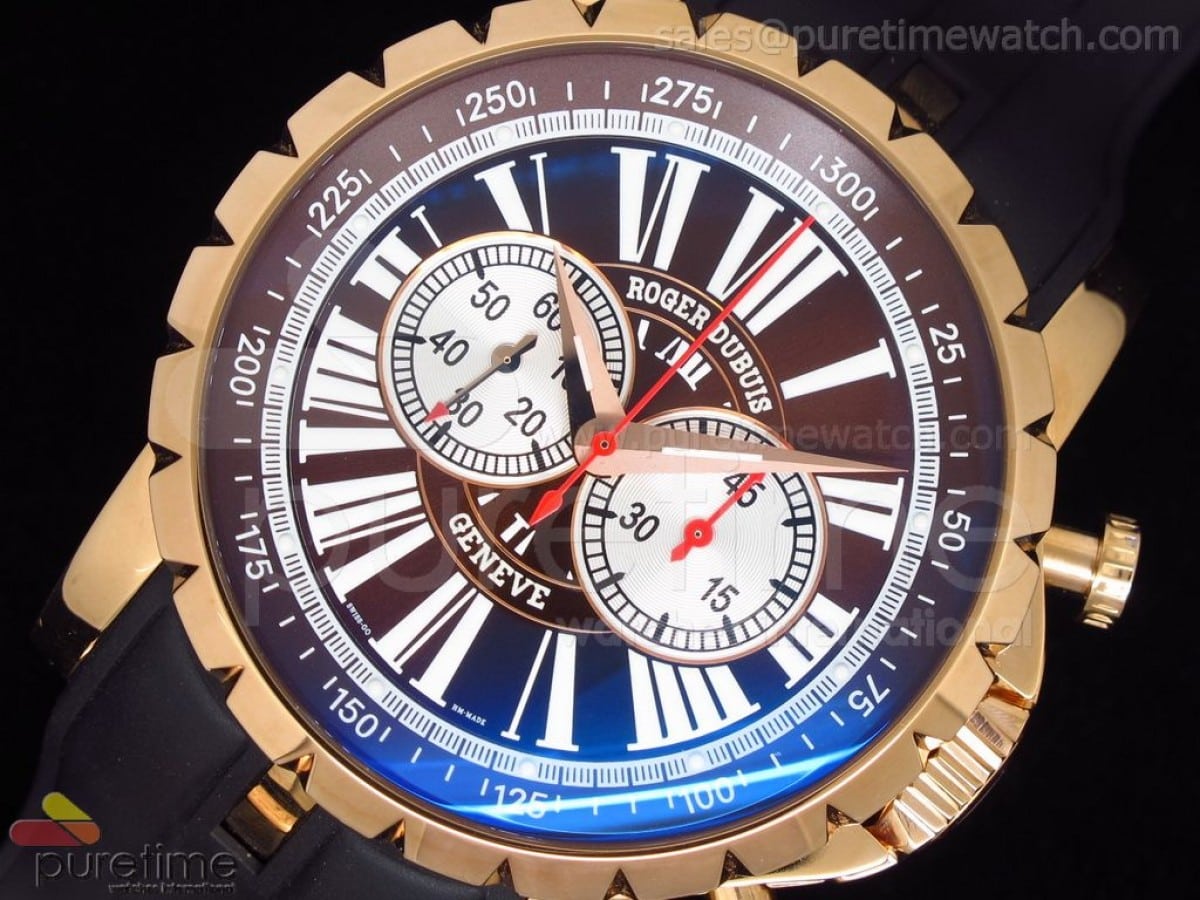 Chronoexcel RG Brown Dial on Black Rubber Strap A7750 - Image 2