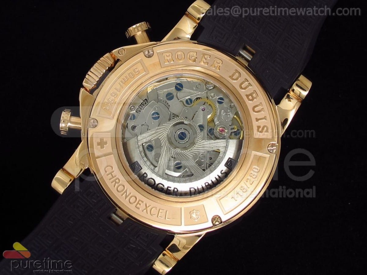 Chronoexcel RG Brown Dial on Black Rubber Strap A7750 - Image 6