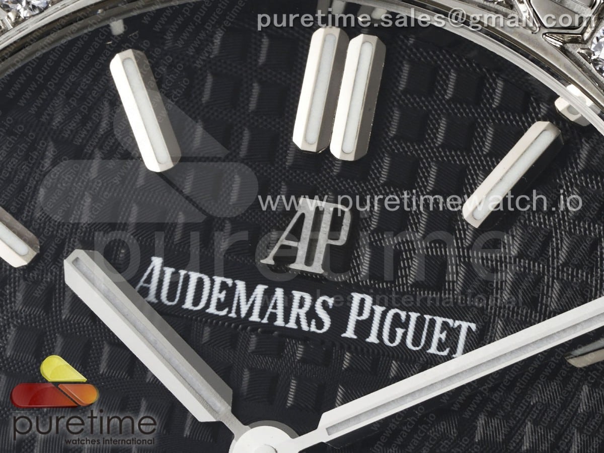 Lady Royal Oak 33mm SS Diamonds Bezel JJF 1:1 Best Edition Black Dial on SS Bracelet ETA Quartz - Image 3