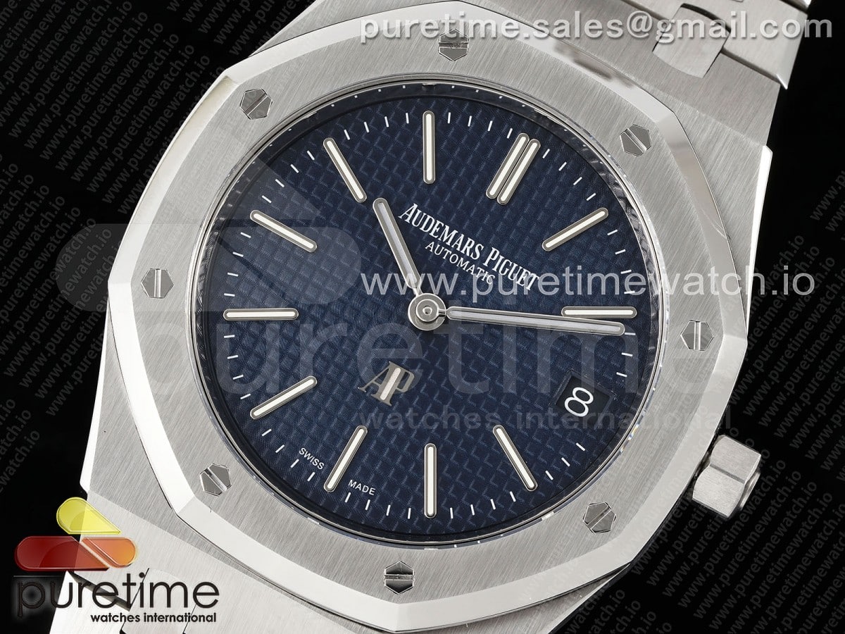 Royal Oak 39mm 16202 "50th Anniversary" SS ZF 1:1 Best Edition Blue Textured Dial on SS Bracelet A7121 - Image 2