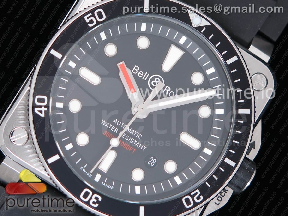 BR 03-92 Diver SS 1:1 Best Edition Black Dial on Rubber Strap MIYOTA 9015 (Free Nylon Strap) V2 - Image 2