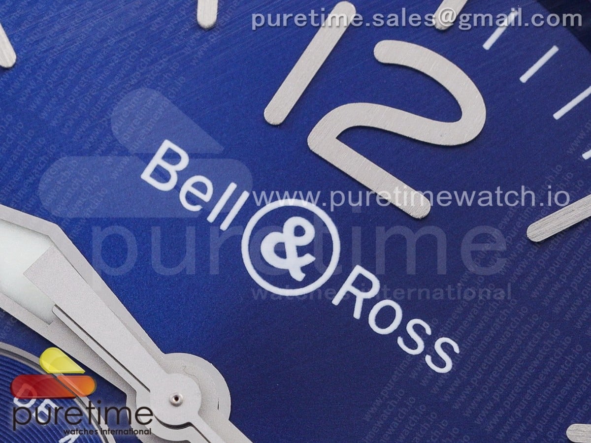 BR03-97 Automatic Power Reserve SS Blue Dial on Blue Leather Strap A23J (Free Nylon) - Image 4