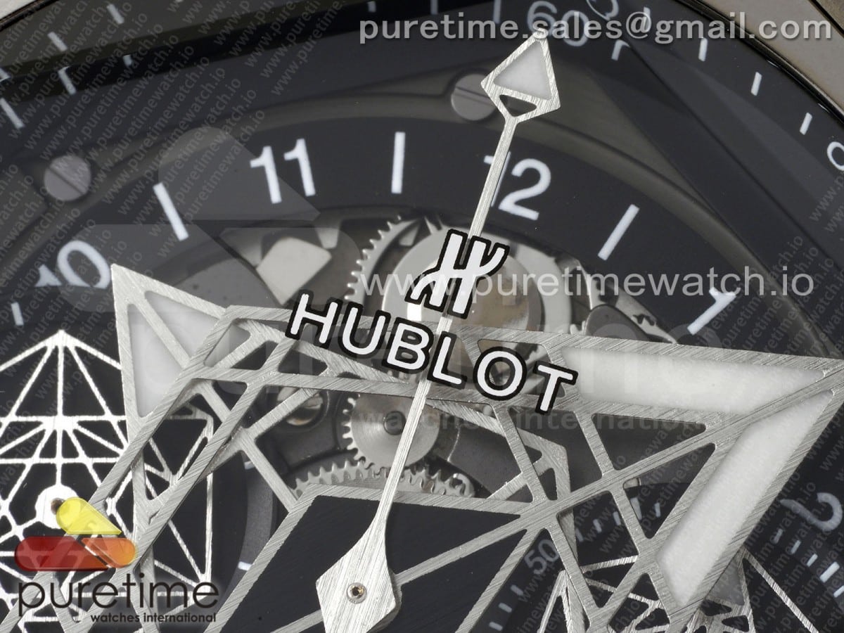 Big Bang Sang Bleu II Chrono SS BBF Best Edition Black Dial on Black Gummy Strap A7750 - Image 4