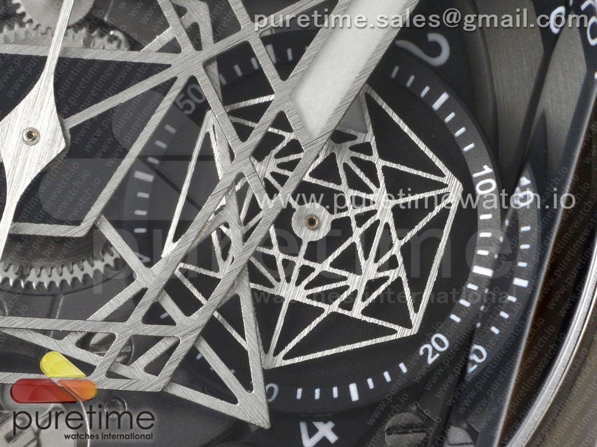 Big Bang Sang Bleu II Chrono SS BBF Best Edition Black Dial on Black Gummy Strap A7750 - Image 5