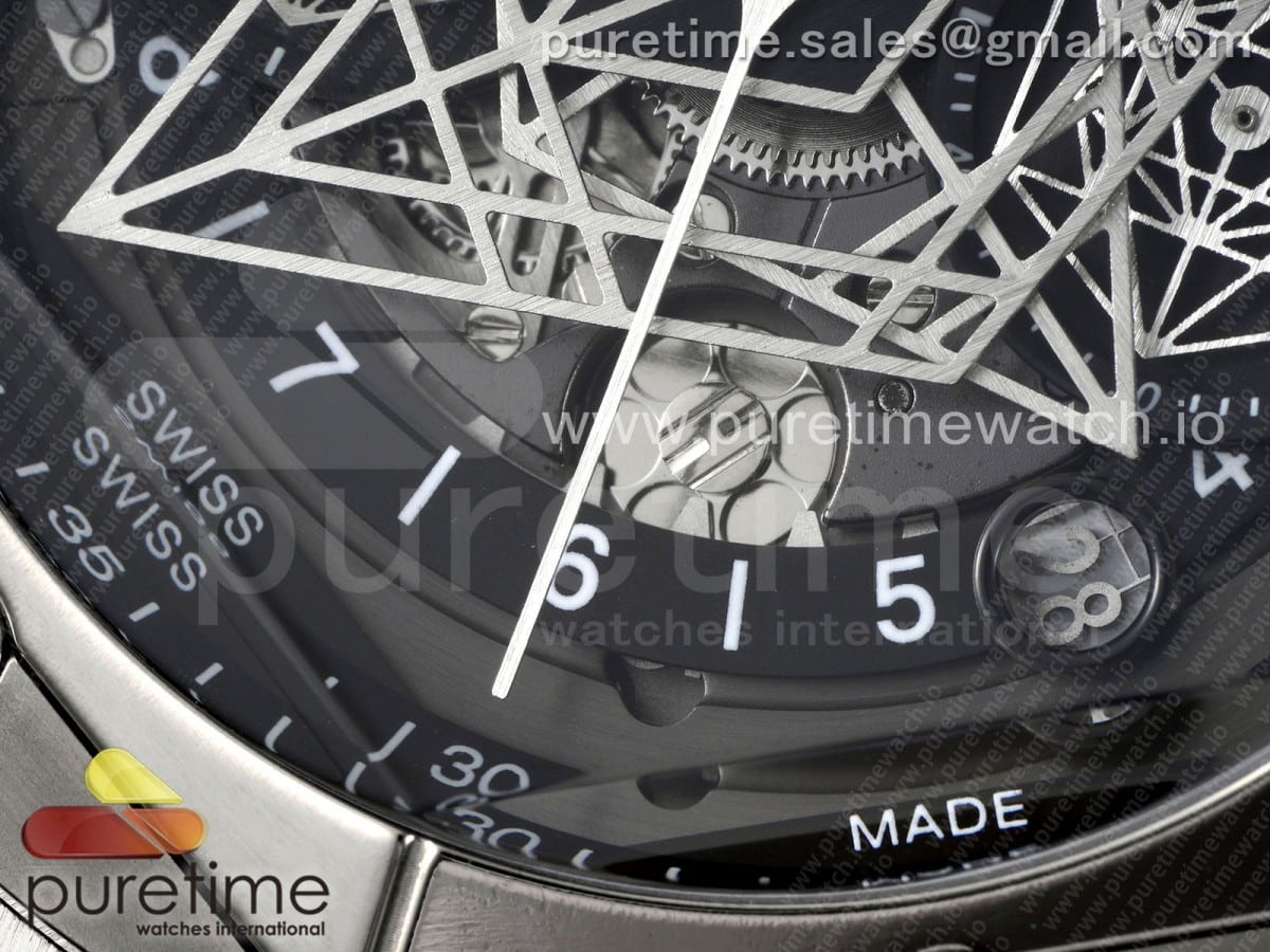 Big Bang Sang Bleu II Chrono SS BBF Best Edition Black Dial on Black Gummy Strap A7750 - Image 6