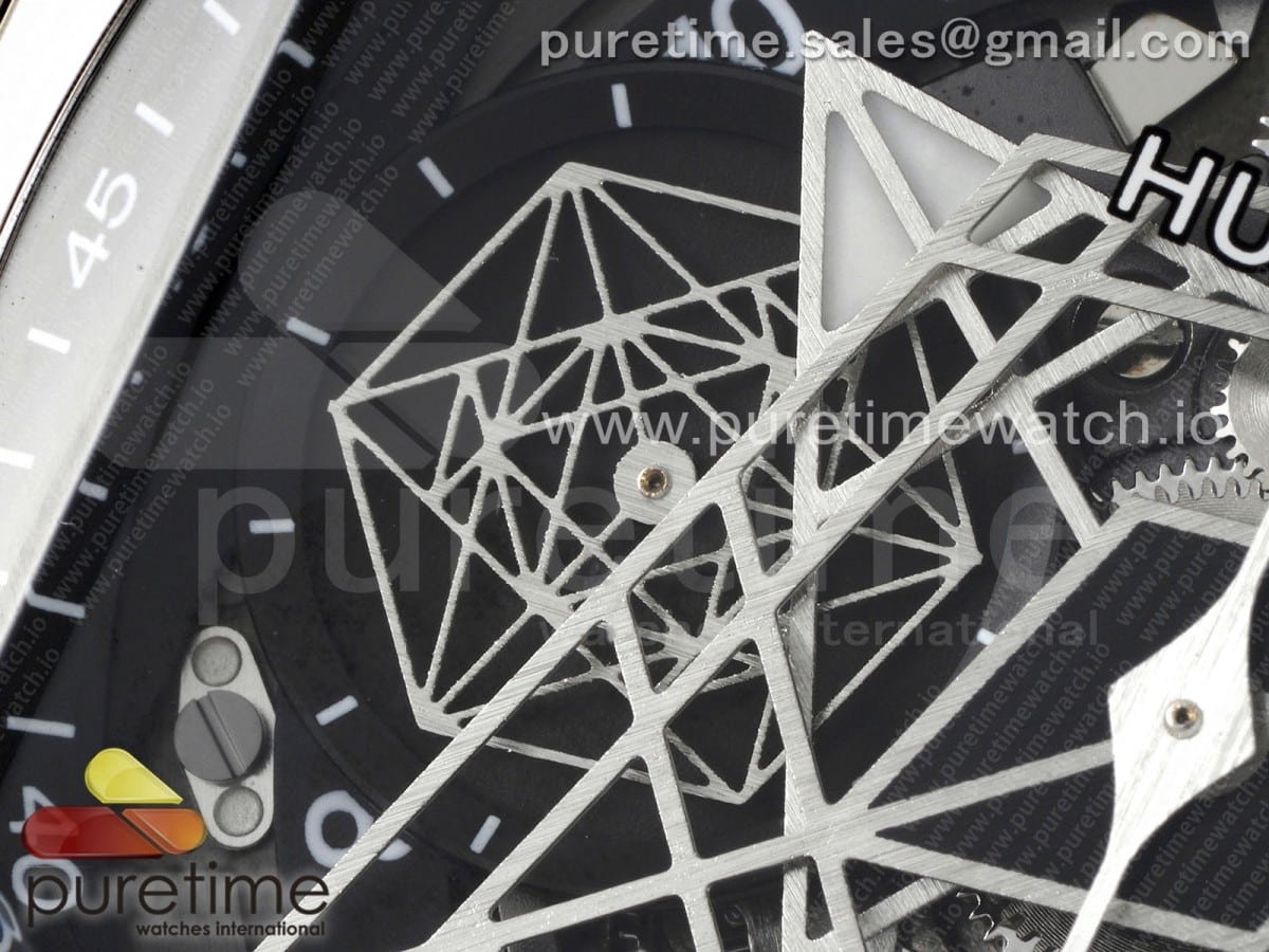 Big Bang Sang Bleu II Chrono SS BBF Best Edition Black Dial on Black Gummy Strap A7750 - Image 7