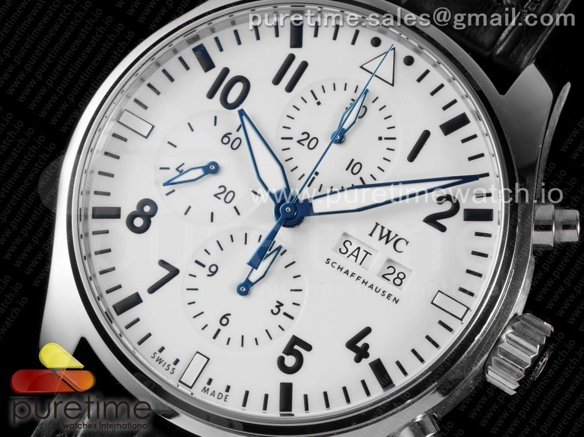 Pilot Chrono 377725 "150 Years" AZF 1:1 Best Edition White Dial on Black Leather Strap A7750 - Image 2