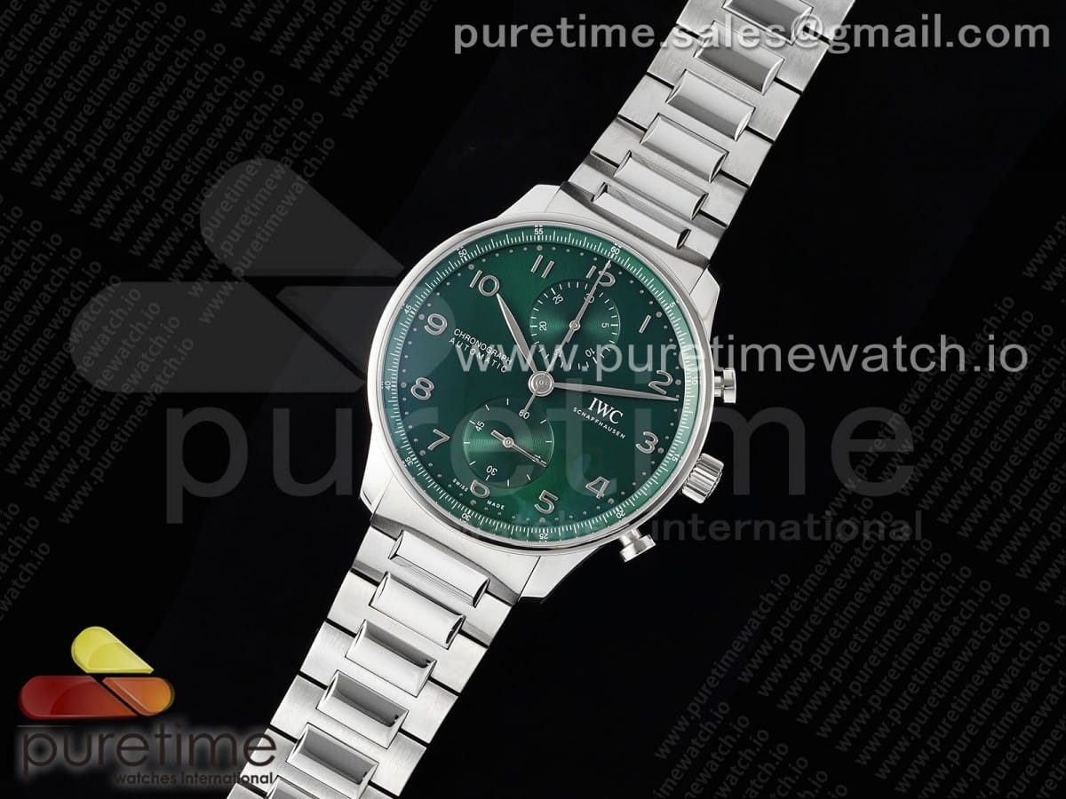 Portuguese Chrono IW3716 ZF 1:1 Best Edition Green Dial on SS Bracelet A69355