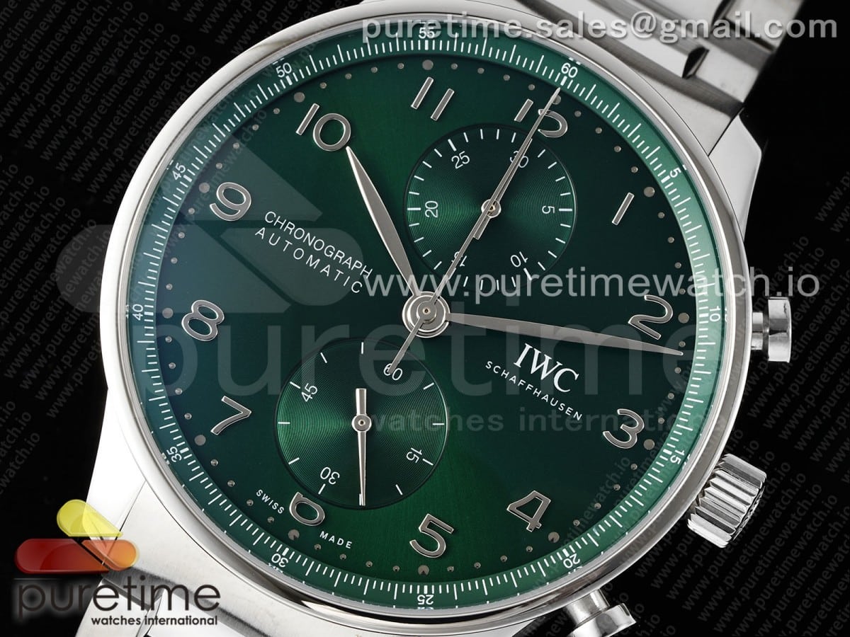 Portuguese Chrono IW3716 ZF 1:1 Best Edition Green Dial on SS Bracelet A69355 - Image 2