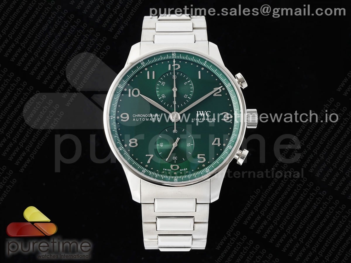 Portuguese Chrono IW3716 ZF 1:1 Best Edition Green Dial on SS Bracelet A69355 - Image 7