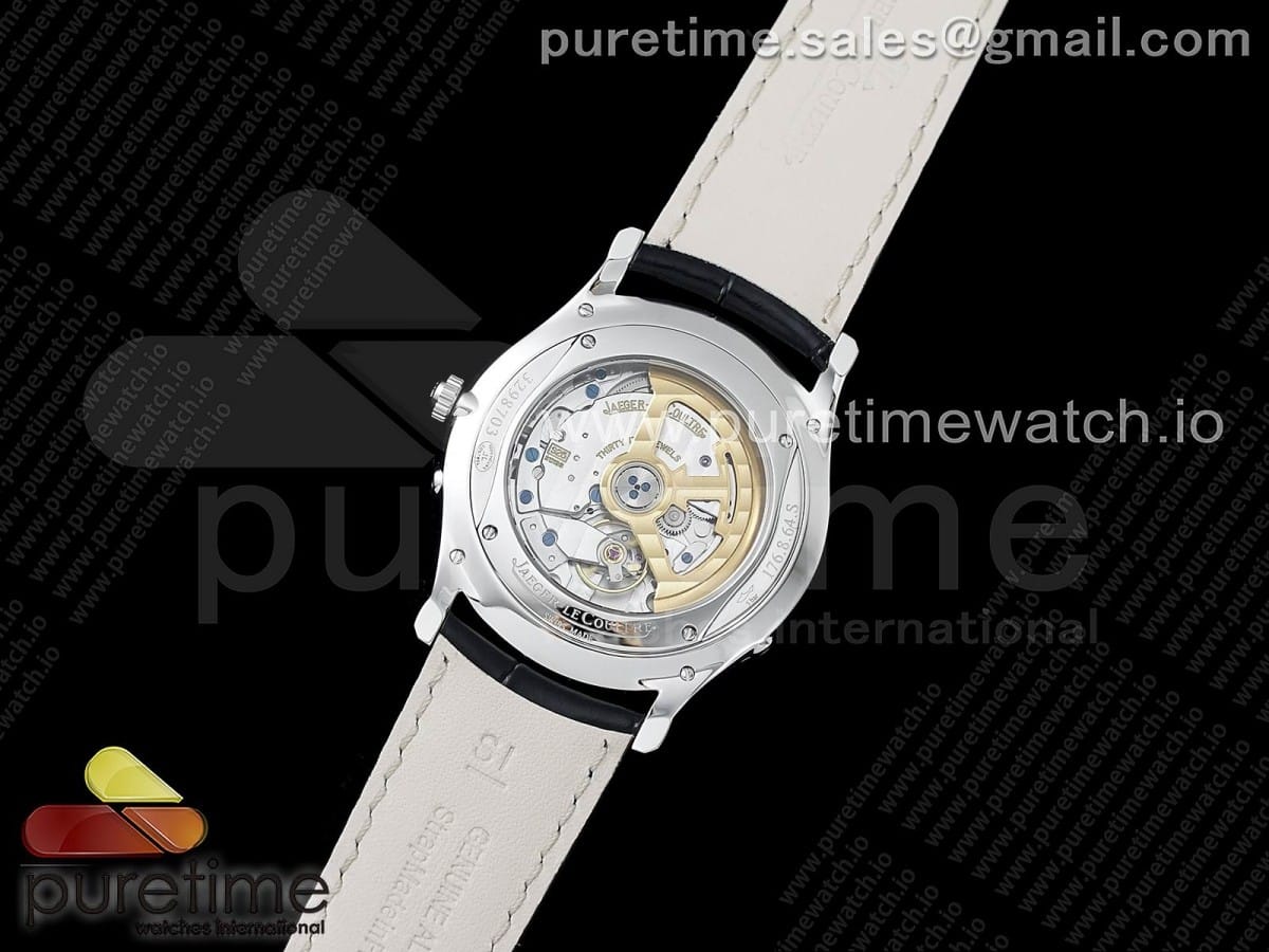 Master Ultra Thin Moon 1368470 SS GF 1:1 Best Edition Black Dial on Black Leather Strap A925 V3 - Image 7