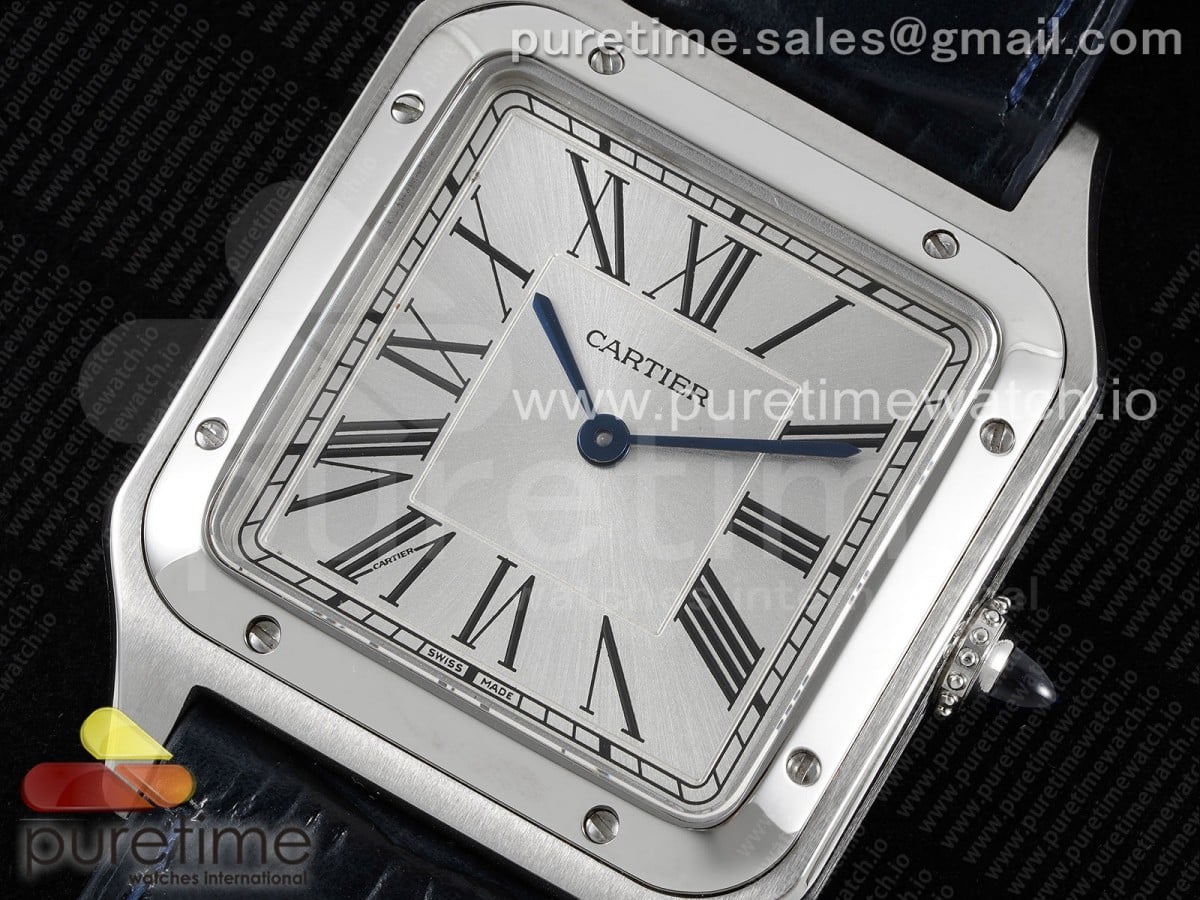 Santos Dumont 31.4mm IWSF Best Edition Silver Dial on Blue Leather Strap Quartz - Image 2