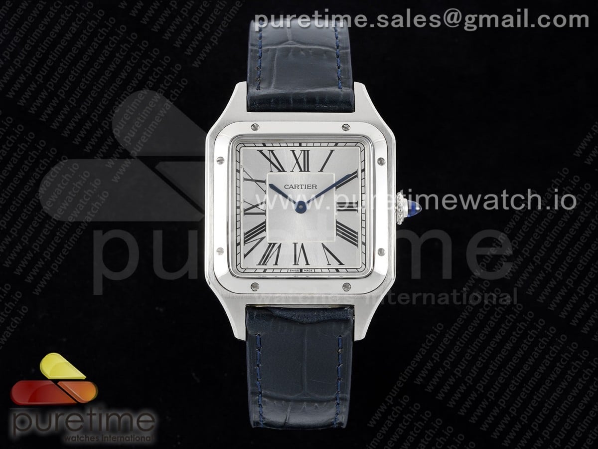 Santos Dumont 31.4mm IWSF Best Edition Silver Dial on Blue Leather Strap Quartz - Image 5