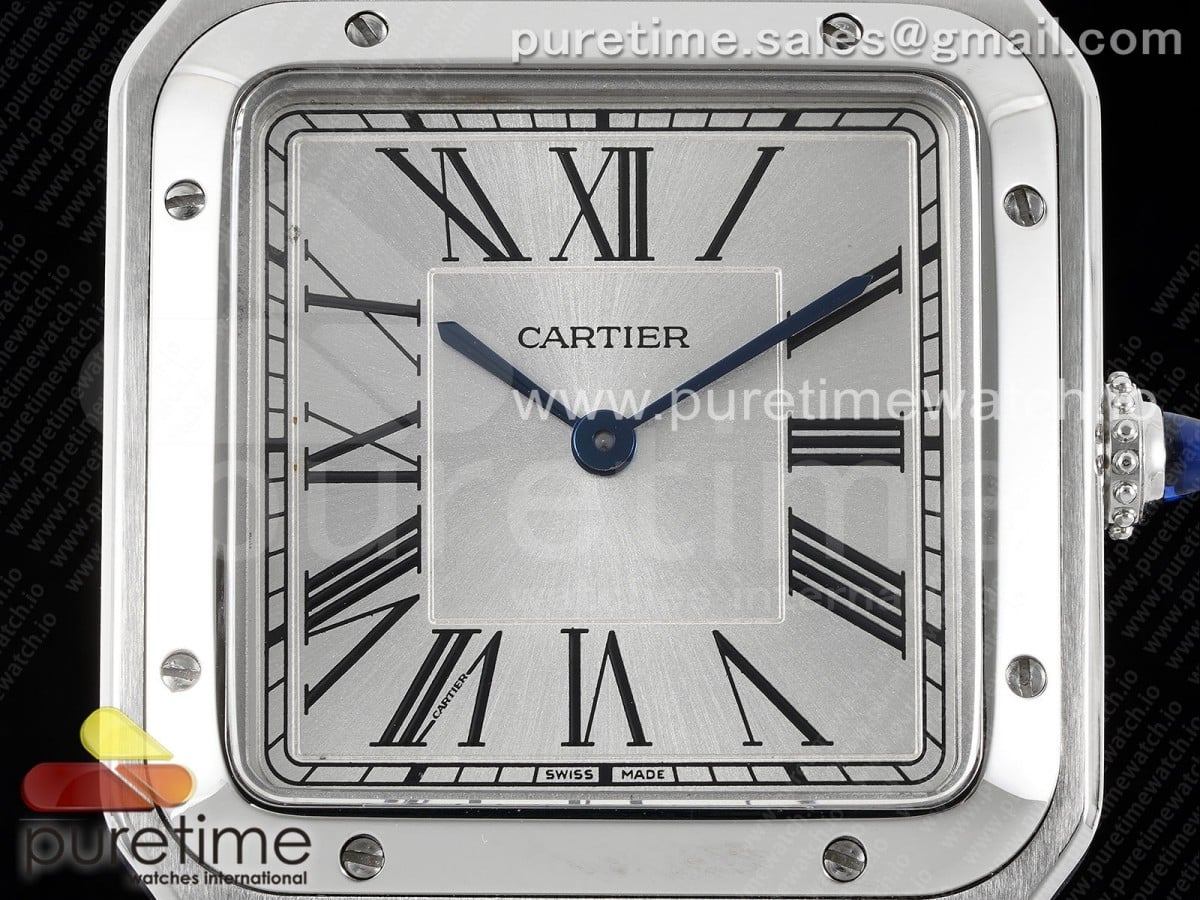 Santos Dumont 31.4mm IWSF Best Edition Silver Dial on Blue Leather Strap Quartz - Image 6