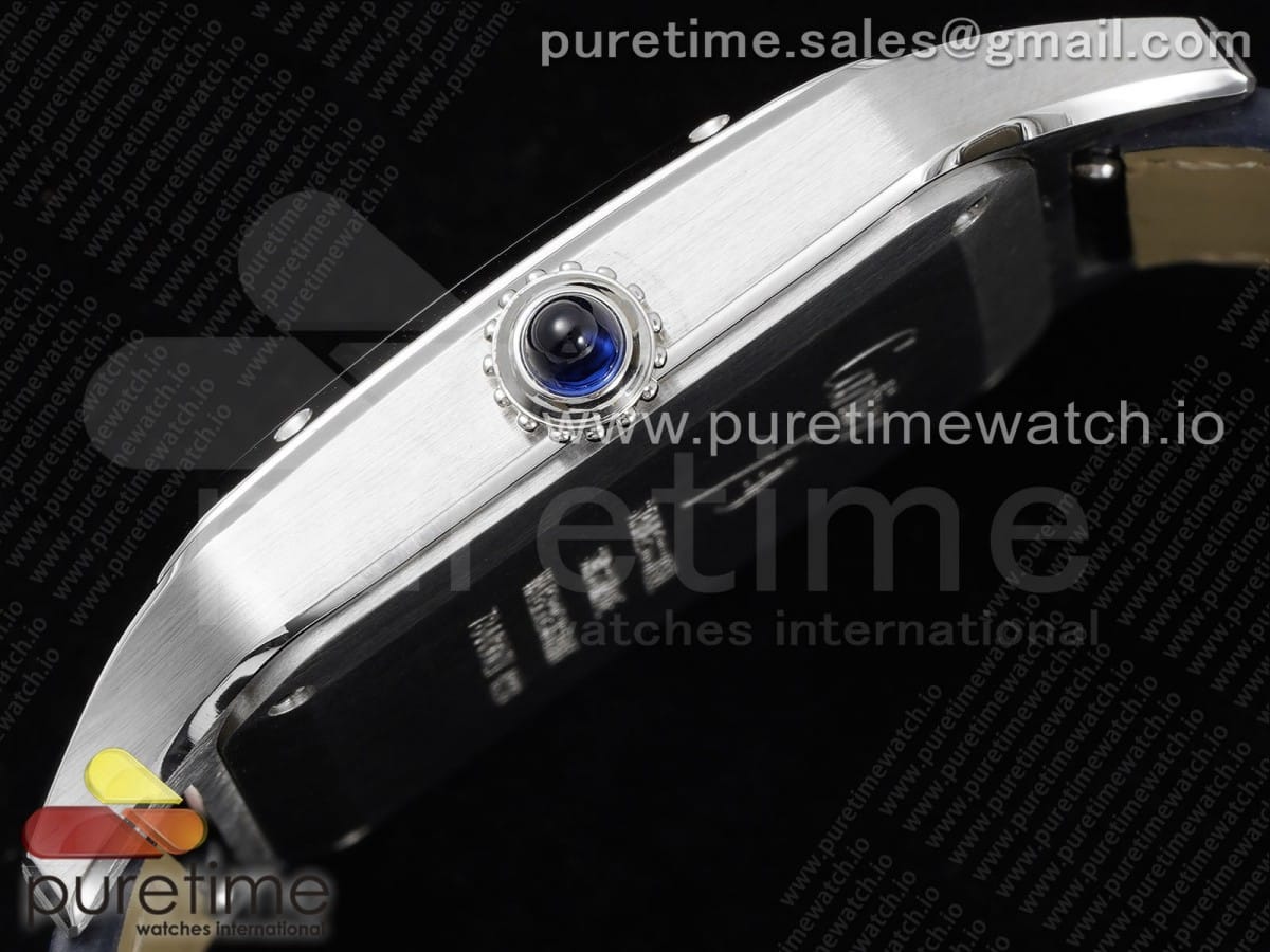 Santos Dumont 31.4mm IWSF Best Edition Silver Dial on Blue Leather Strap Quartz - Image 7