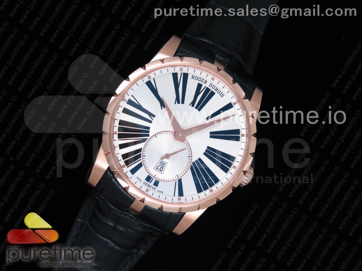 Excalibur 42mm Dbex0536 RG RDF 1:1 Best Edition Silver Dial on Black Leather Strap A830