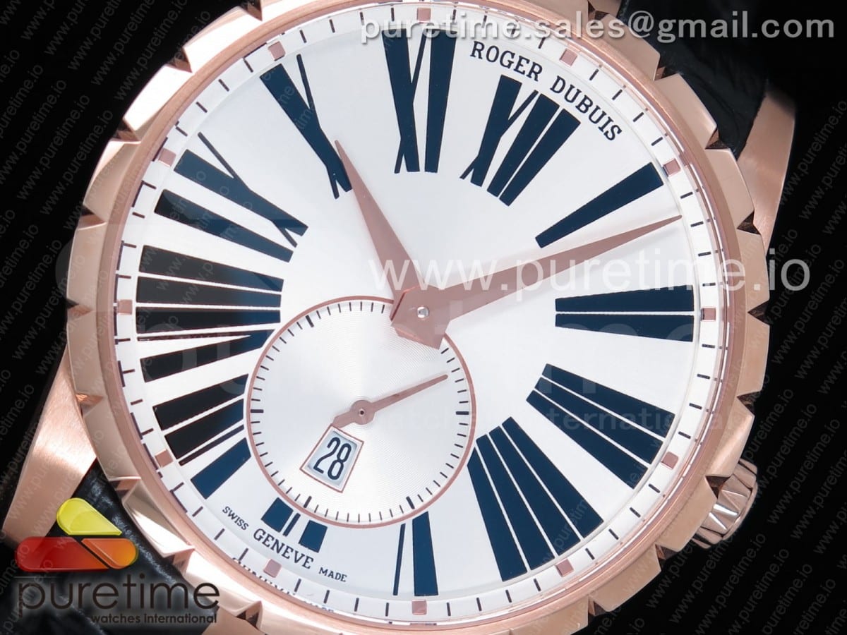 Excalibur 42mm Dbex0536 RG RDF 1:1 Best Edition Silver Dial on Black Leather Strap A830 - Image 2