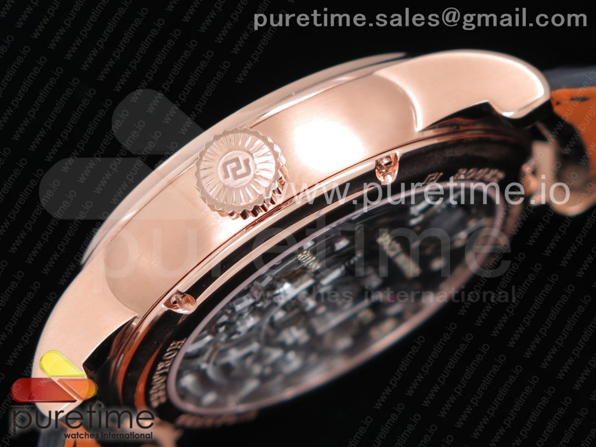 Hommage Double Flying Tourbillon RG JBF Gold Dial on Black Croco Leather Strap - Image 6