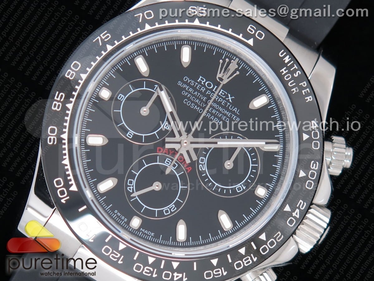 Daytona 116519 SS JHF Best Edition Black Dial on Black Rubber Strap A4130 - Image 2