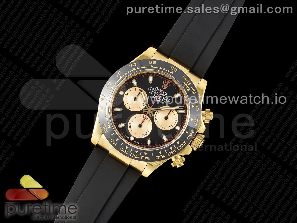 Daytona 116518 Noob 1:1 Best Edition Black/YG Dial on Oysterflex Strap SA4130