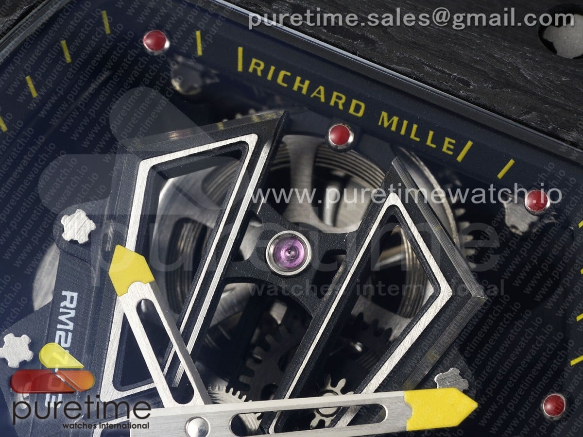 RM027-03 NTPT Real Tourbillon RMF Best Edition Skeleton Dial on Red Rubber Strap - Image 3