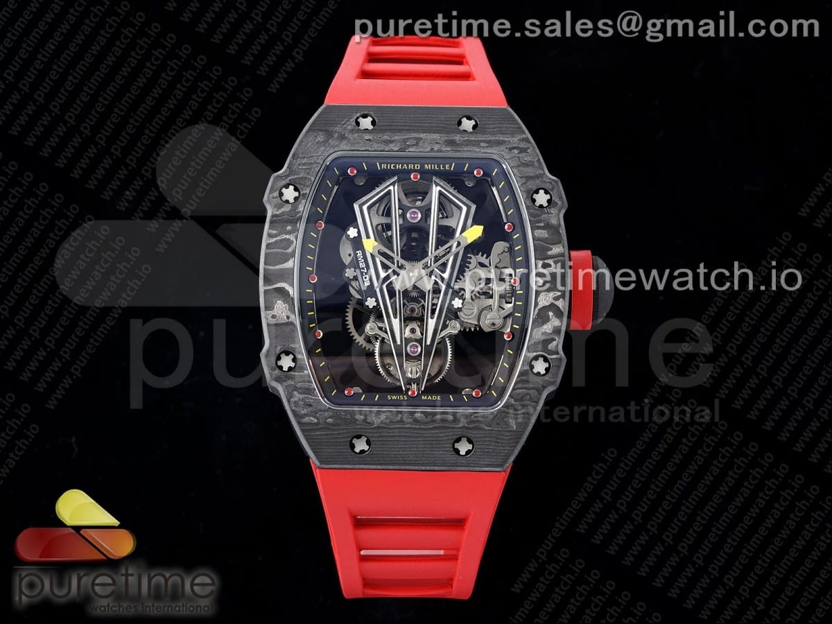 RM027-03 NTPT Real Tourbillon RMF Best Edition Skeleton Dial on Red Rubber Strap - Image 6