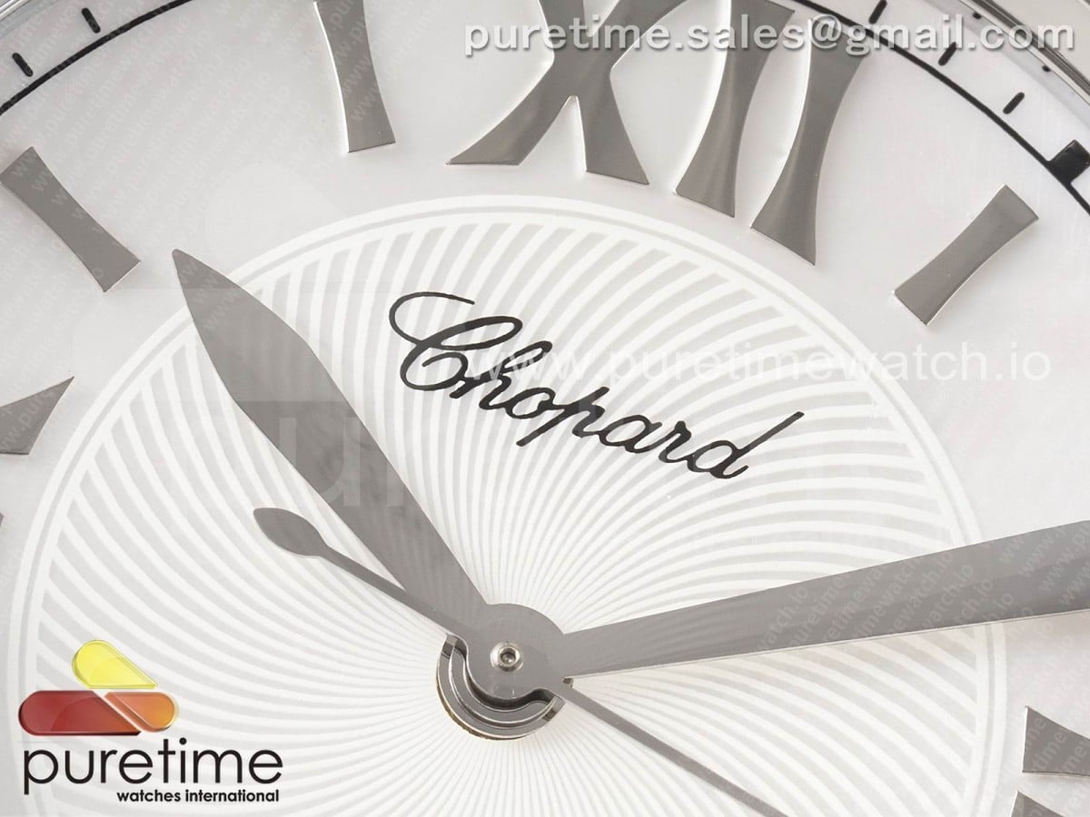 Happy Sport 36mm SS ZF 1:1 Best Edition Diamonds Bezel White Dial on Blue Leather Strap A2892 Style 1 - Image 3