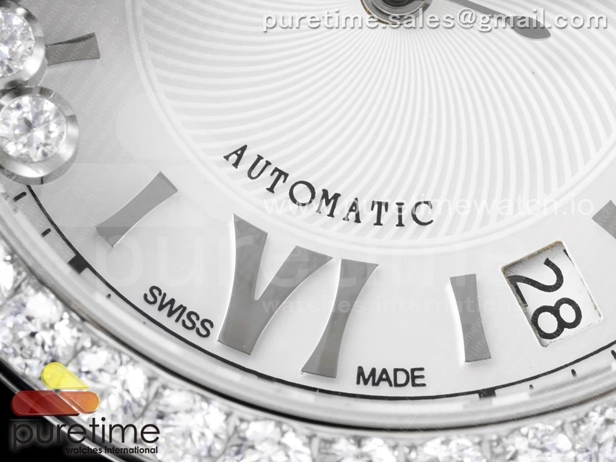 Happy Sport 36mm SS ZF 1:1 Best Edition Diamonds Bezel White Dial on Blue Leather Strap A2892 Style 1 - Image 5